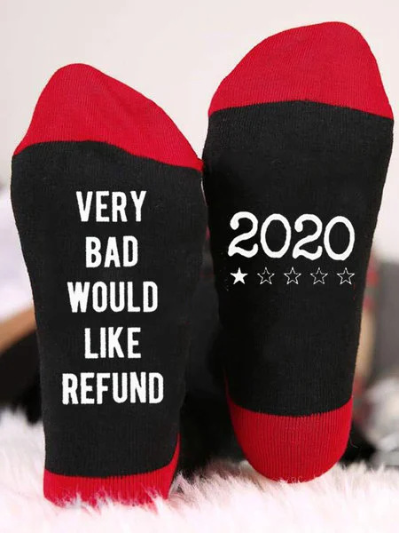 Just Give 2020 One Star Very Bad Would Like Refund Jacquard Socks Novelty Words Crew Socks Novelty Socks